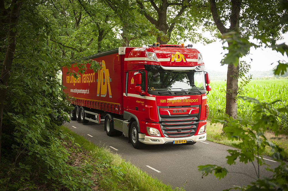 Lastwagen zwischen den Blättern